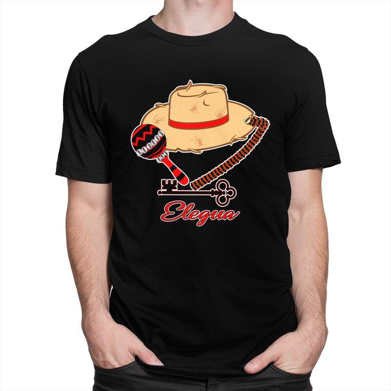 Custom Elegua Eshu Sombrero Tshirts for Men Short Sleeves Casual T Shirt Fashion Tshirt Slim Fit Pure Cotton Tees Gift