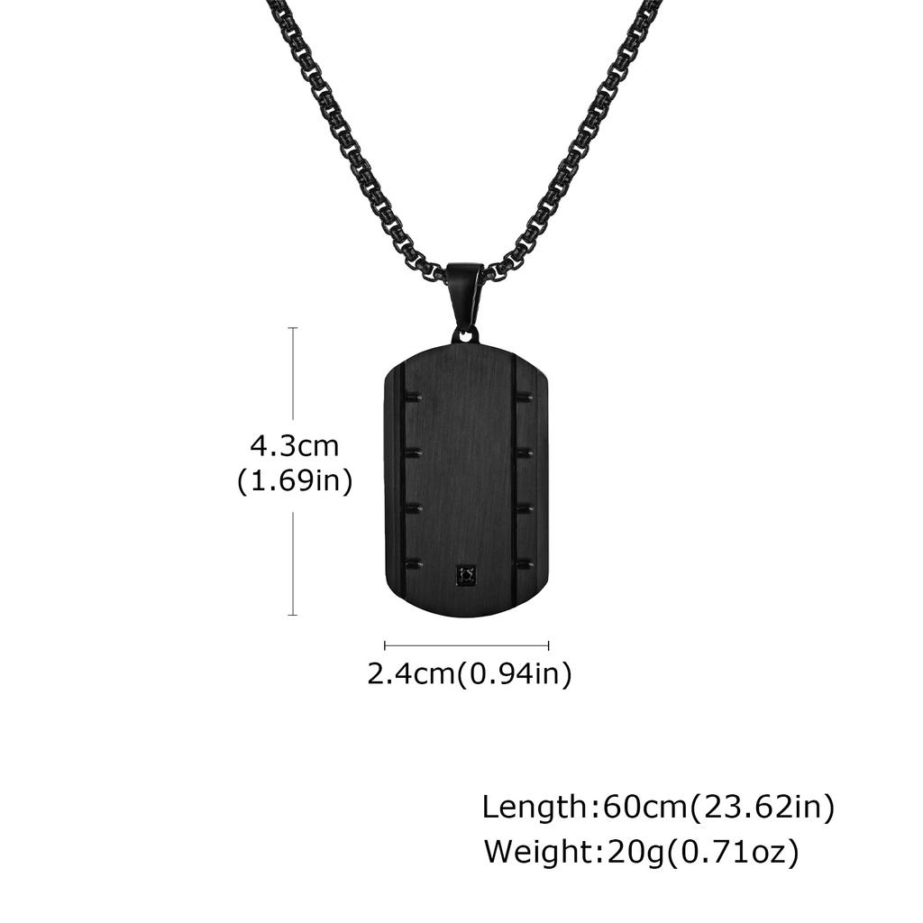 Trendy Dull Polish Dog Tag Necklace for Men,Waterproof Stainless Steel Square Pendant Necklace,Male Military Jewelry Gift