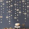 Champagne Gold 60th Birthday Decorations Number 60 Circle Dot Star Garland Metallic Streamer Banner for Women Mens Cheers To 60 Years Old Birthday