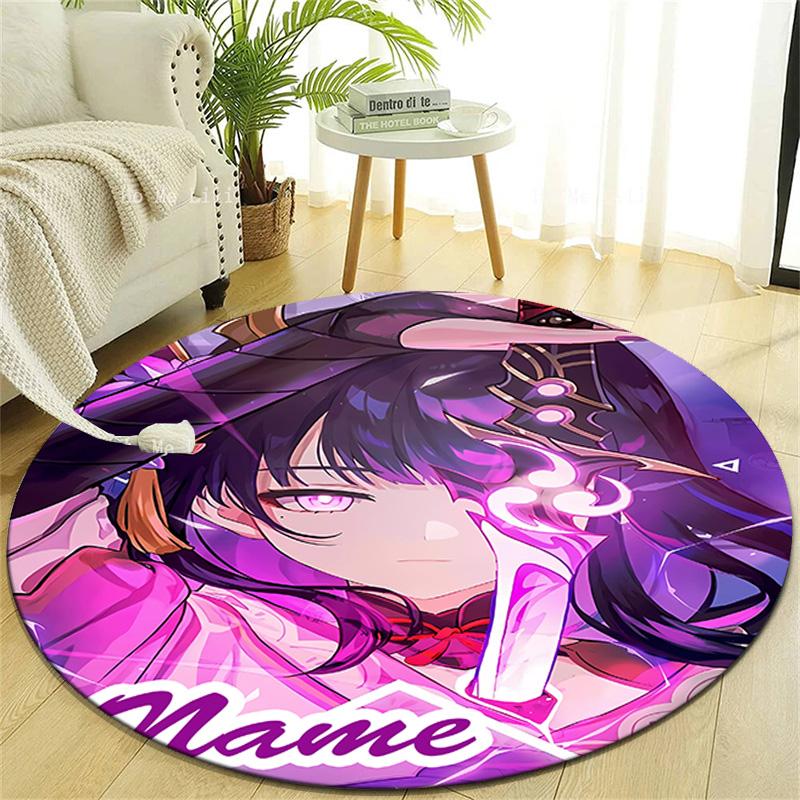 Personalized Genshin Impact Round Chair Office Rug - Perfect for Mat, Office Chair & More - Ideal Gift for Birthdays and Holidays