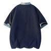 Plaid Splicing Short-sleeved POLO Shirt For Men In Summer Loose Couple Versatile Half-sleeved T-shirt