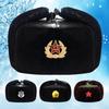 Winter security cotton hat, black thickened velvet leather hat, windproof and warm duty cold-resistant cotton hat