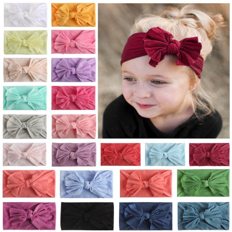 

Soft nylon stockings children s wide headband single layer bow children s baby headband headgear 23 colors