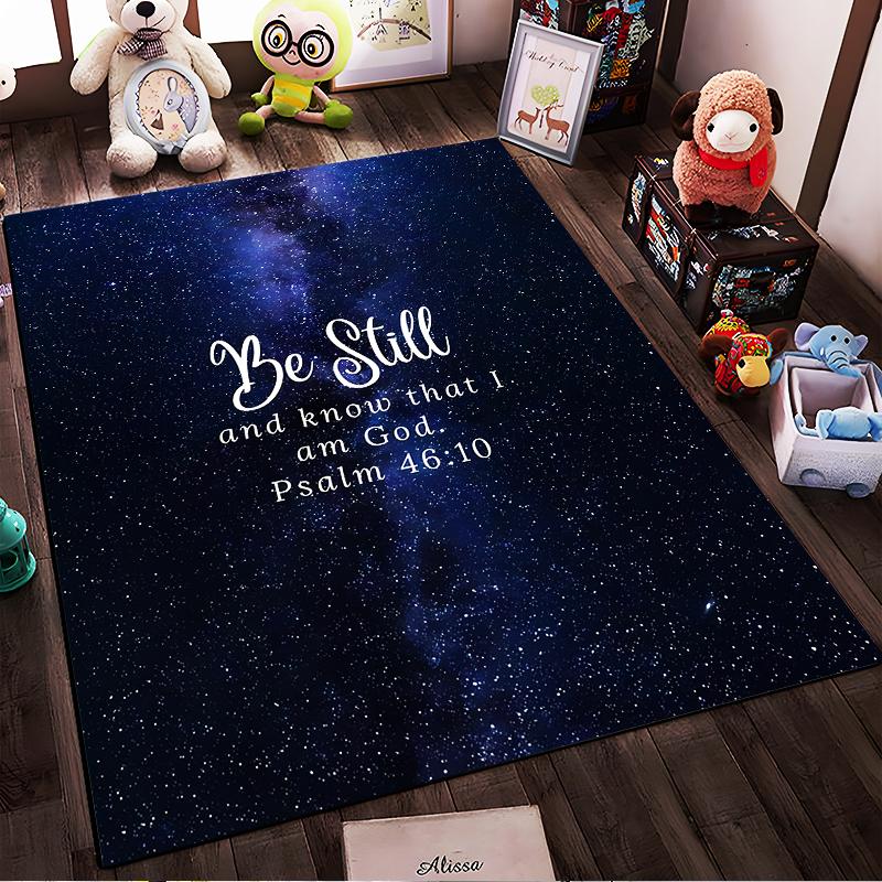 "Galaxy Psalm 46:10 Verse Rug" Non-slip Rug Suitable for Living Room and Bedroom Sofas.
