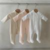 A-Class Autumn 2025 Newborn Long Sleeve Footed Romper with Small Lapel