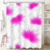 Bright Pink Lotus Shower Curtain Waterproof Bathroom Decor Geometric Pattern Print Shower Curtains for Home Decoration (White Ba