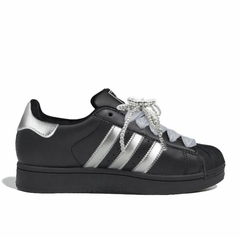 adidas Originals Superstar 2 Silbernes Herz Schwarze Schale, Einkaufstasche Abriebfest, Leicht, Ausbalanciert Low-Top JI0079(Team1267-BOX)