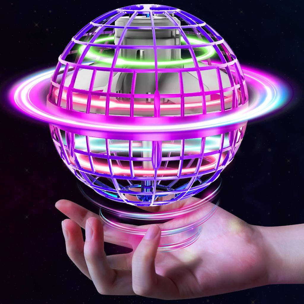Tikduck Flying Ball, Gyro Flying Light Ball Toy, Hovering Boomerang Spinner with RGB Lights, 360° Rotation, USB Rechargeable, OutdoorIndoor Use,