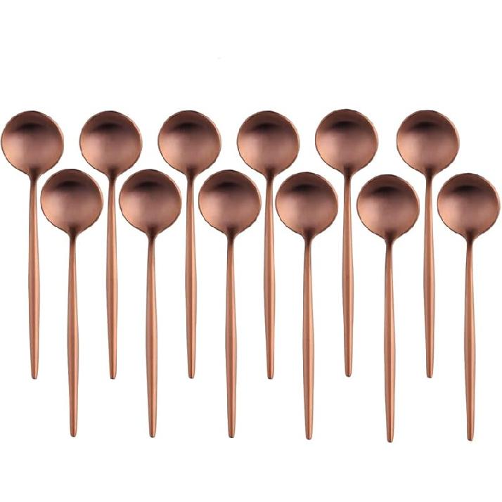 BUY&USE 12 PCS Modern Stainless Steel Espresso Coffee Spoons, 5 Inch Reusable Teaspoon, Popular Dinnerware Flatware Set, Widely Use on Home,