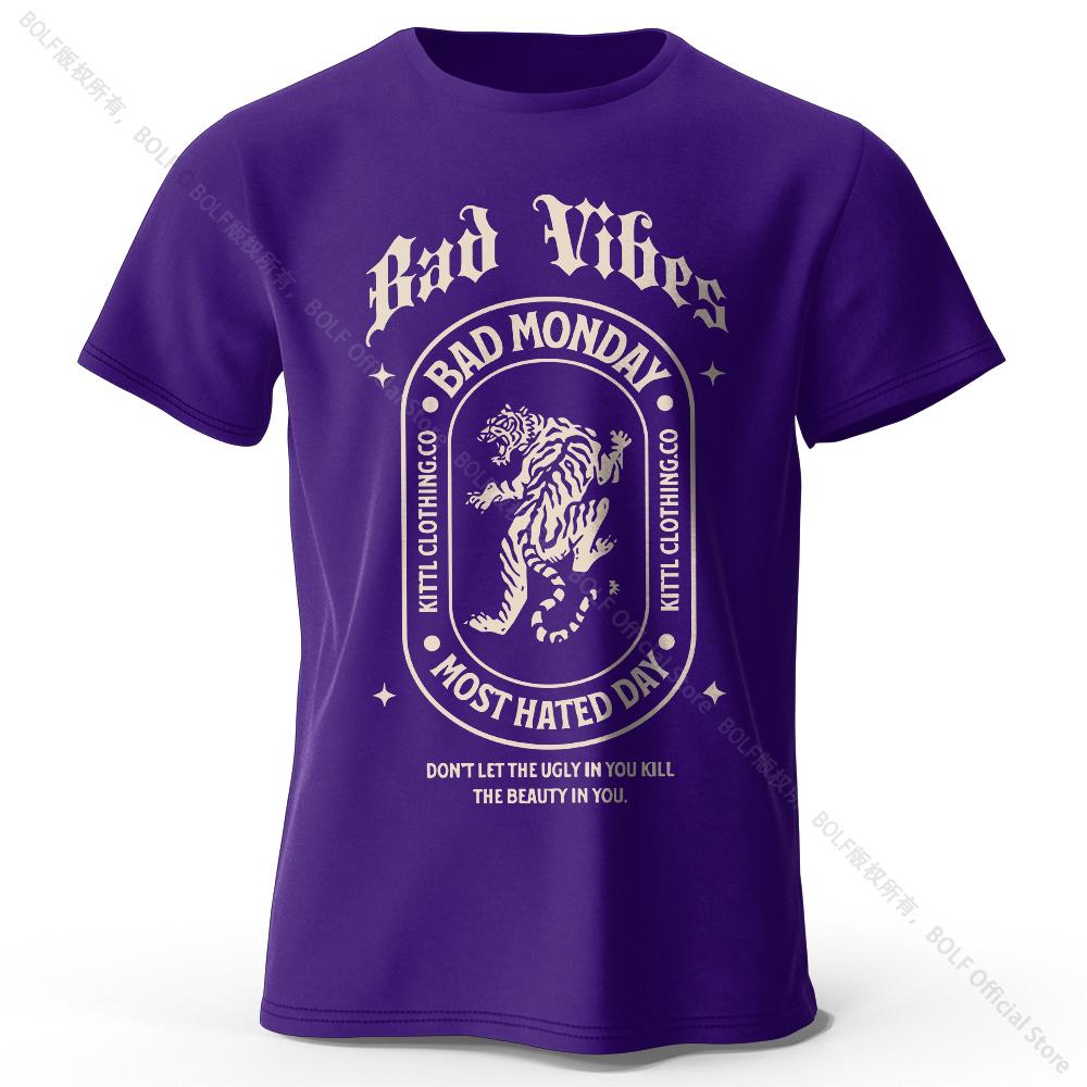 Pánské tričko s nápisem Bad Vibes a roztomilým potiskem, 100% bavlna, nadměrné, pouliční grafické tričko pro muže, ženy, letní topy