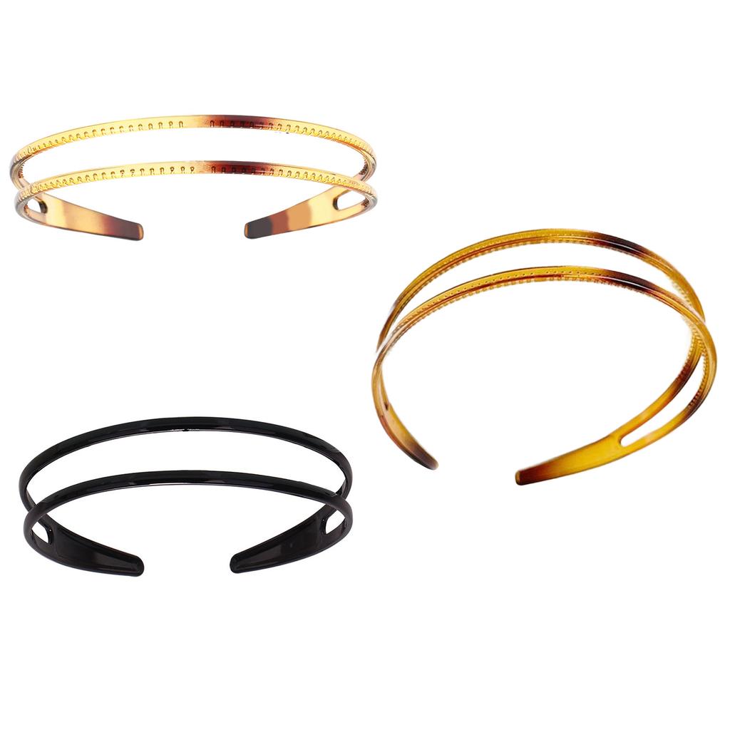 3pcs Nonslip Headband Set for Women Comfortable Wear Wide Double Breasted Hairhoop for Sport and Everyday Use