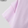 INCERUN Summer Men Layers Short Sleeve Patchwork Buttons Down Oversized Irregular Shirts Tops