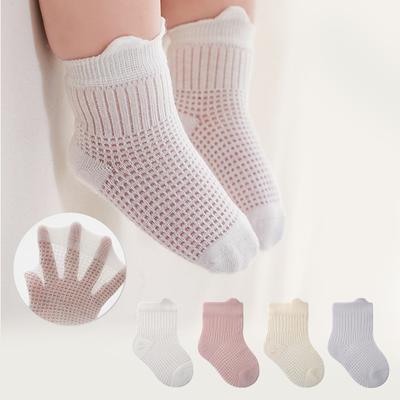 4 Pairs/Lot  Newborn Socks Thin Mesh Breathable Baby Socks Solid Color Summer Children Socks For 0-5Y Bebe