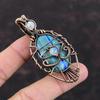 Evil Eye Rainbow Calsilica Pendant Copper Wire Wrapped Pendant Rainbow Moonstone Pendant Copper Jewelry For Gift Handmade Gemstone Pendants