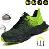 Women's Steel Head Safety Shoes Smash Proof Stab Penetration Air Lightweight Pure Black Simple Sneakers Women's Work Shoes
