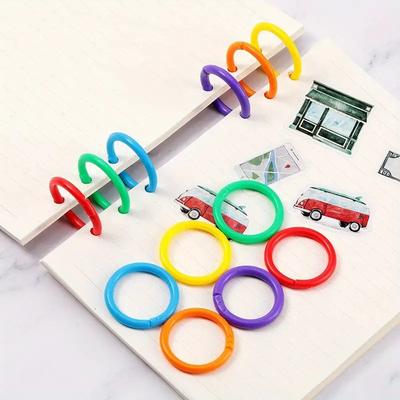 48-Pack 15mm Colorful Plastic Loose Leaf Rings for DIY Albums, Document Binding & Office Organization
