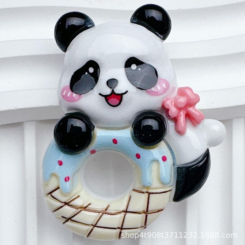 10 Pcs New Cute Cartoon Cake Strawberry Panda Flat Back Resin Scrapbooking DIY Jewelry Hairpin Craft Decoration Accessories