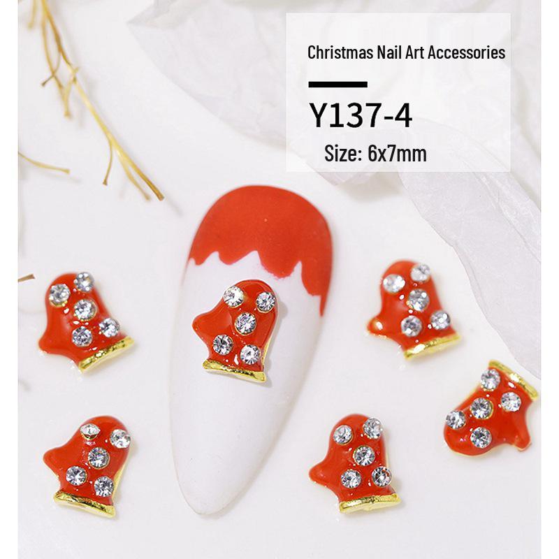 Christmas Alloy Nail Art Decor: Cartoon Santa, Bells, Reindeer, Snowflakes & Rhinestone Accessories