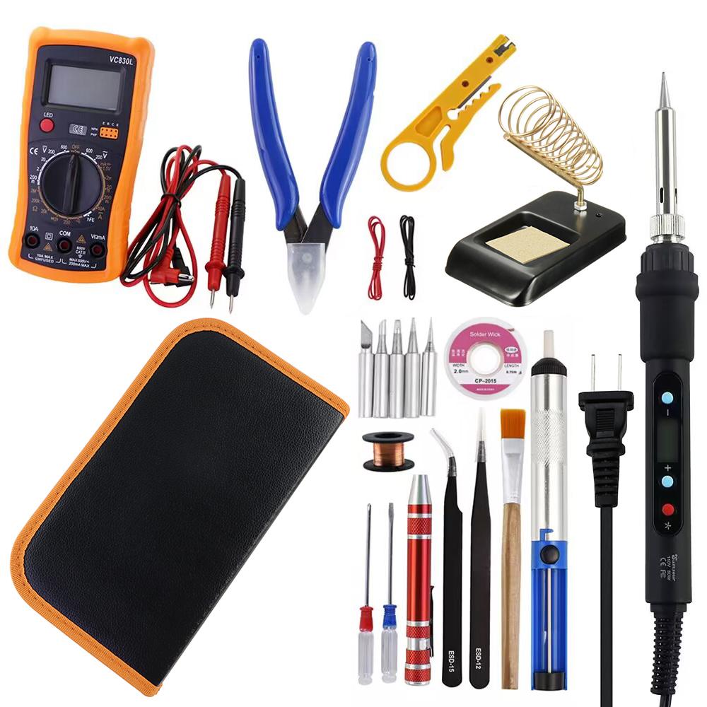 New Digital Display Adjustable Temperature Electric Soldering Iron Black 80W 110V / 220V Solder Welding Desoldering Repair Tools