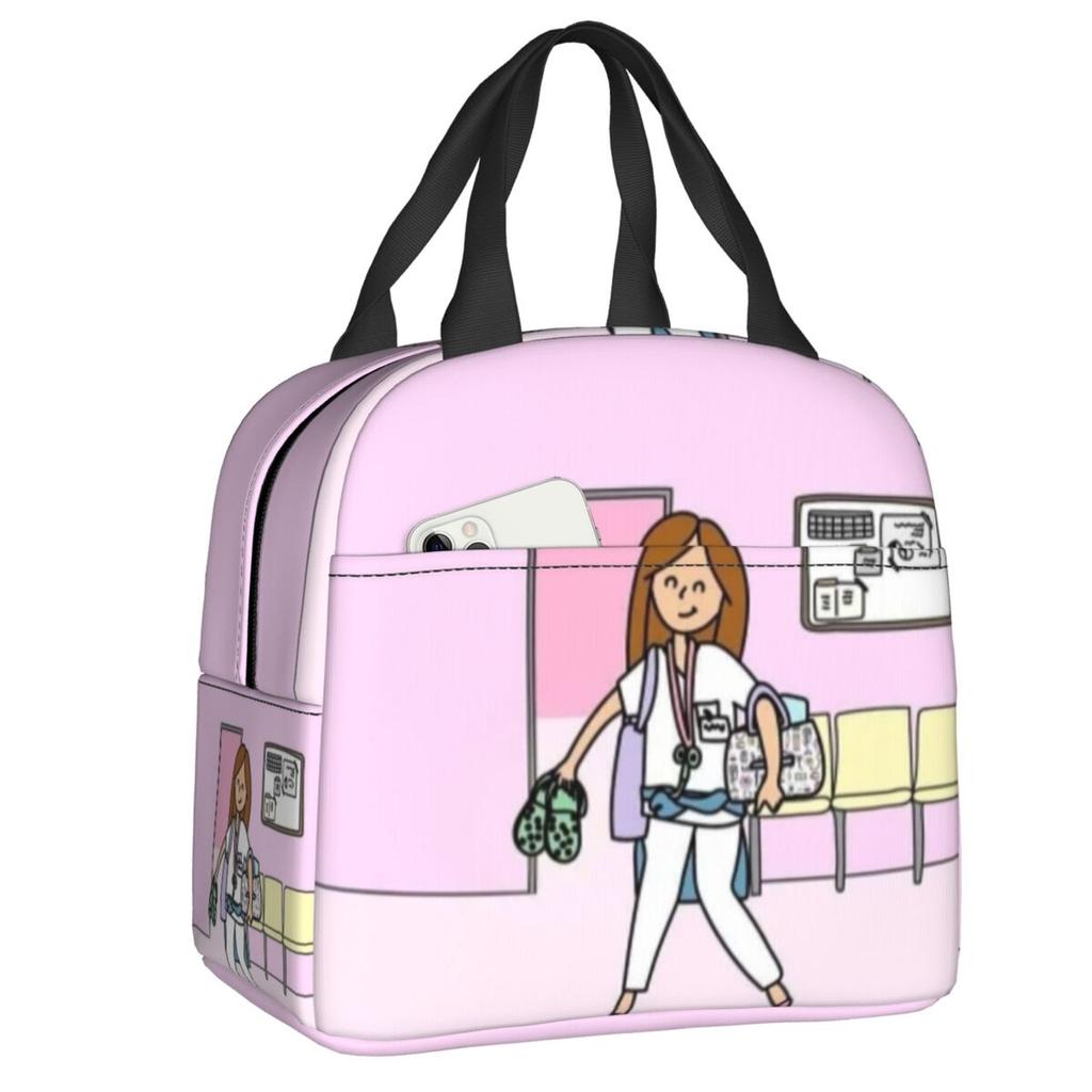 Custom Enfermera En Apuros Doctor Nurse Medicine Insulated Lunch Tote Bag for Women Resuable Cooler Thermal Bento Box Children