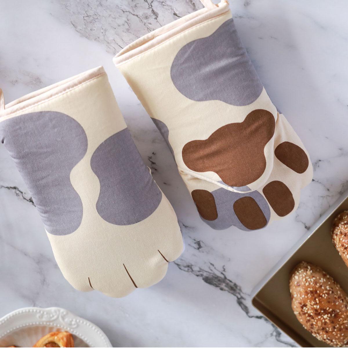 Cute cat paw special-shaped thermal insulation gloves oven microwave oven anti-scalding baking creative gloves