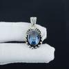 Magnifique Pendentif en Argent Sterling 925 avec Pierre Précieuse Aigue-Marine - Design Fait Main, Bijou à Porter au Quotidien, Pendentif Unique Cadeau d'Anniversaire Pour l'Amour