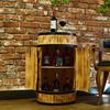 Wine Rack - Creative Cooper - Wooden Barrel with Doors, Alcohol Rack, 80x50 Cm, Burnt Pine Wood