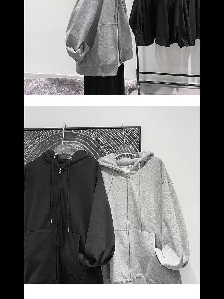 Men's Korean Style Hooded Cardigan Sweatshirt - Casual Loose Fit for Autumn