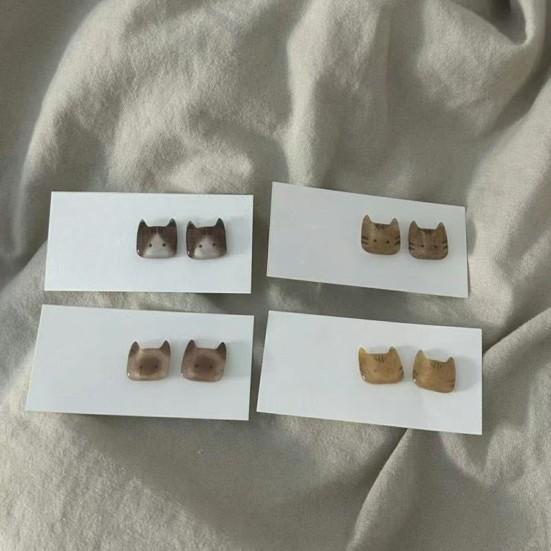 1 Paire Boucles d'Oreilles Clous Sans Bavures Légères Design Chaton Clous d'Oreilles Sans Allergène Invisibles Non Irritantes Boucles d'Oreilles Bijoux Cadeau