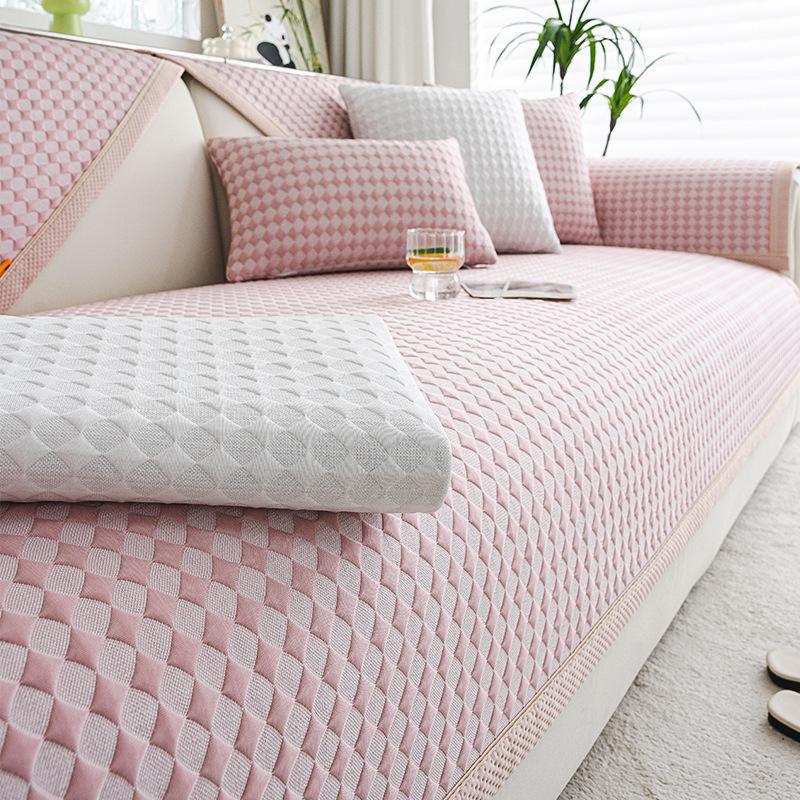 Summer Ice Cream Cold Bean Sofa Cushion Mat Non-slip Breathable Living Room Sofa Cover Cloth Back Towel