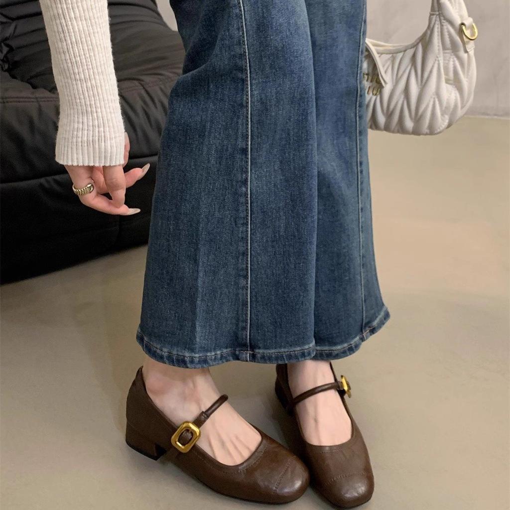 French Spring Mary Jane Shoes Korean Version Shallow Mouth Single Shoes Women'S Evening Wind 2025 Small Leather Shoes Medium Thick Heel New