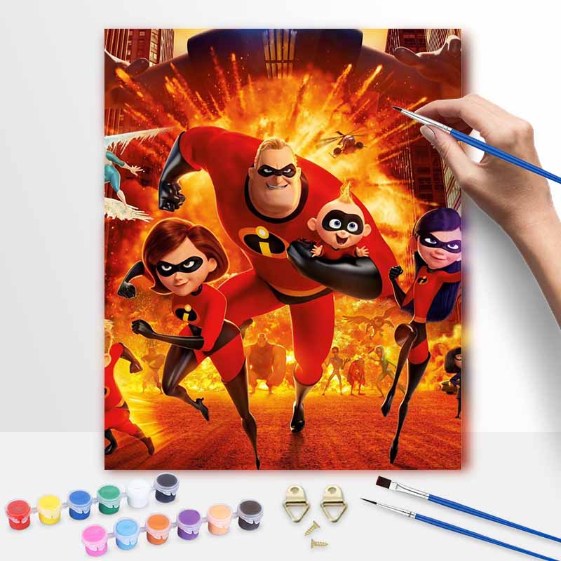 Disney The Incredibles oil painting kit digital painting art handmade diy home room decorations 20x30cm