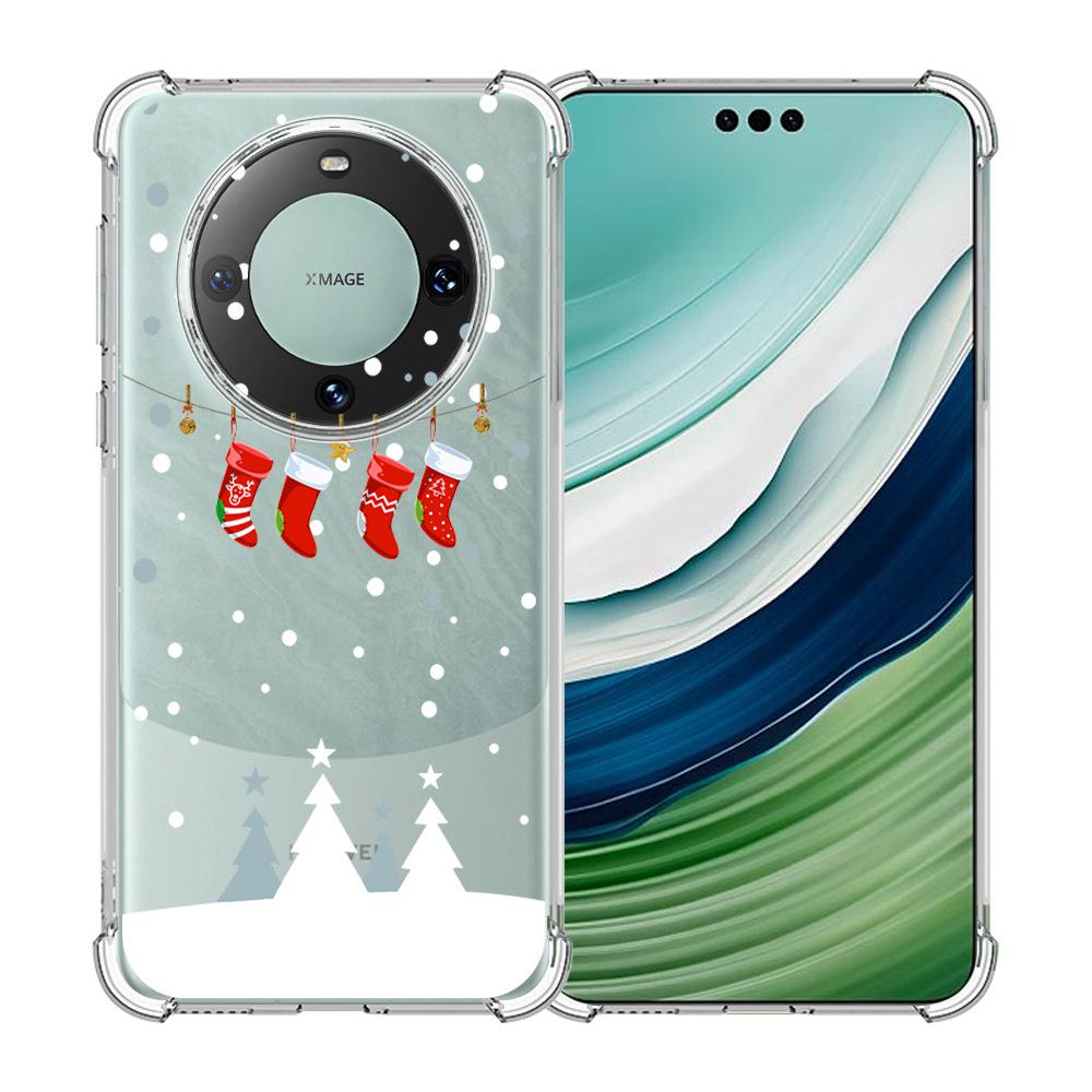 

Рождественский праздничный расписной защитный чехол из ТПУ для Huawei Mate 60 Pro - Противоударная конструкция для углов. MATE 60 PRO Plus