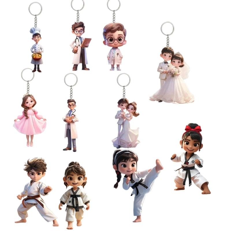 Delightful Acrylic 2D Flat Cartoon Pattern Keychain Pendant Ideal For Car Decoration Or Personal Items Backpack Ornament