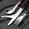Abay Vintage Wood Grain Handle Stainless Steel Coffee Spoon Set