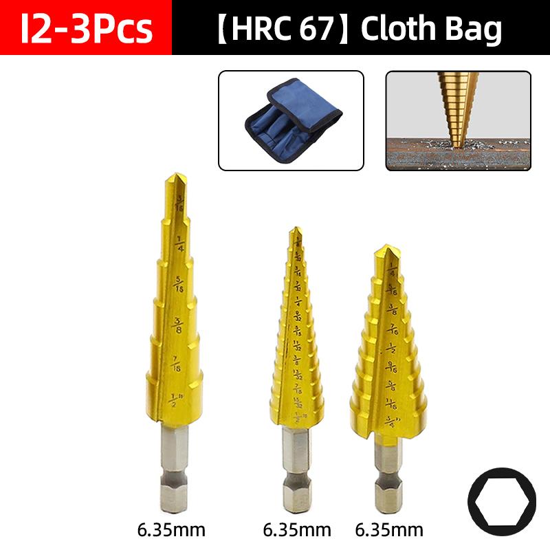 HSS Titanium Step Drill Bit Set For Metal Wood Punch Hole Cutter Conical Stage Stepped Drills Power Tools 3-12 4-12 4-20 4-32mm