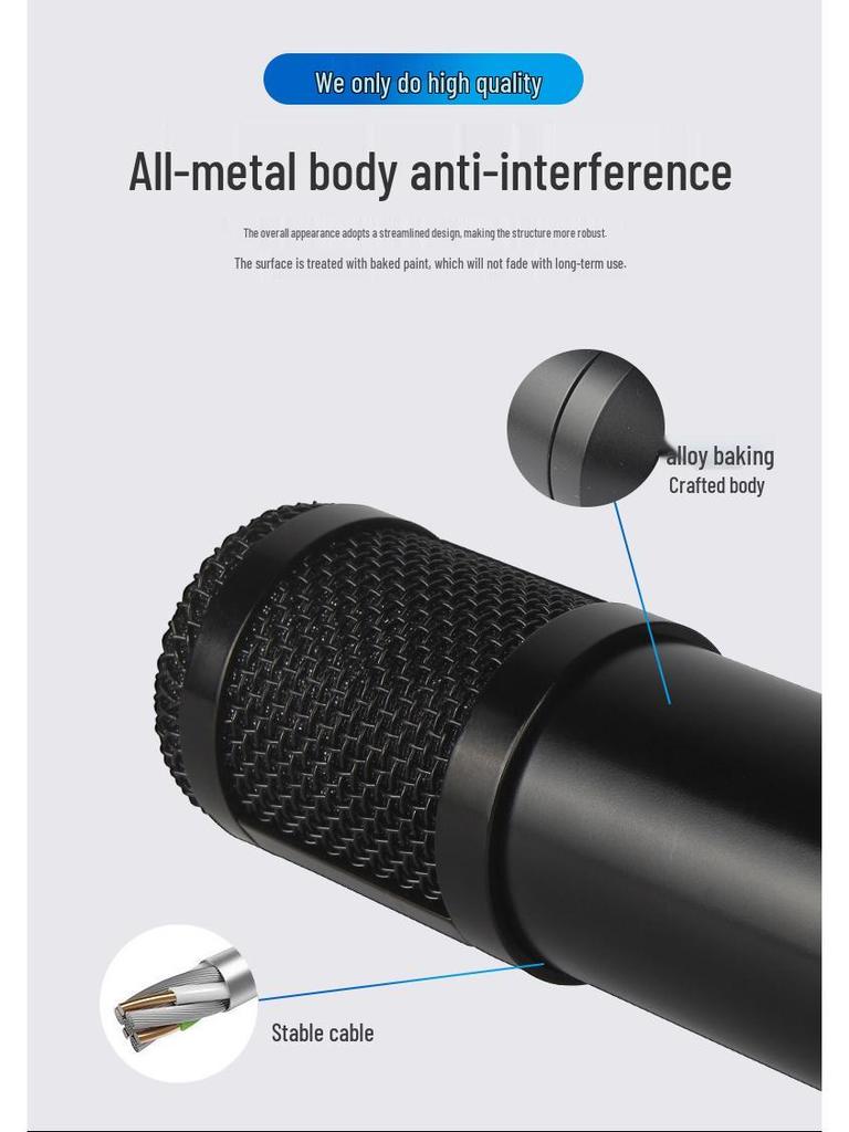 BM800 Condenser Microphone Set: Large Diaphragm, Streaming Stand, and Recording Equipment