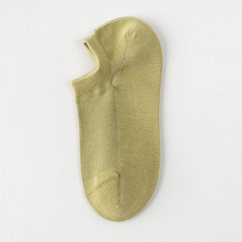 

Летние тонкие носки-следки для женщин, однотонные сетчатые из гребенного хлопка, классические, универсальные, противоскользящие, дышащие и влагоотводящие короткие носки 1 pair зелёный