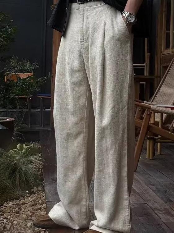 Men's Retro-Inspired Tencel Linen Wide-Leg Casual Pants