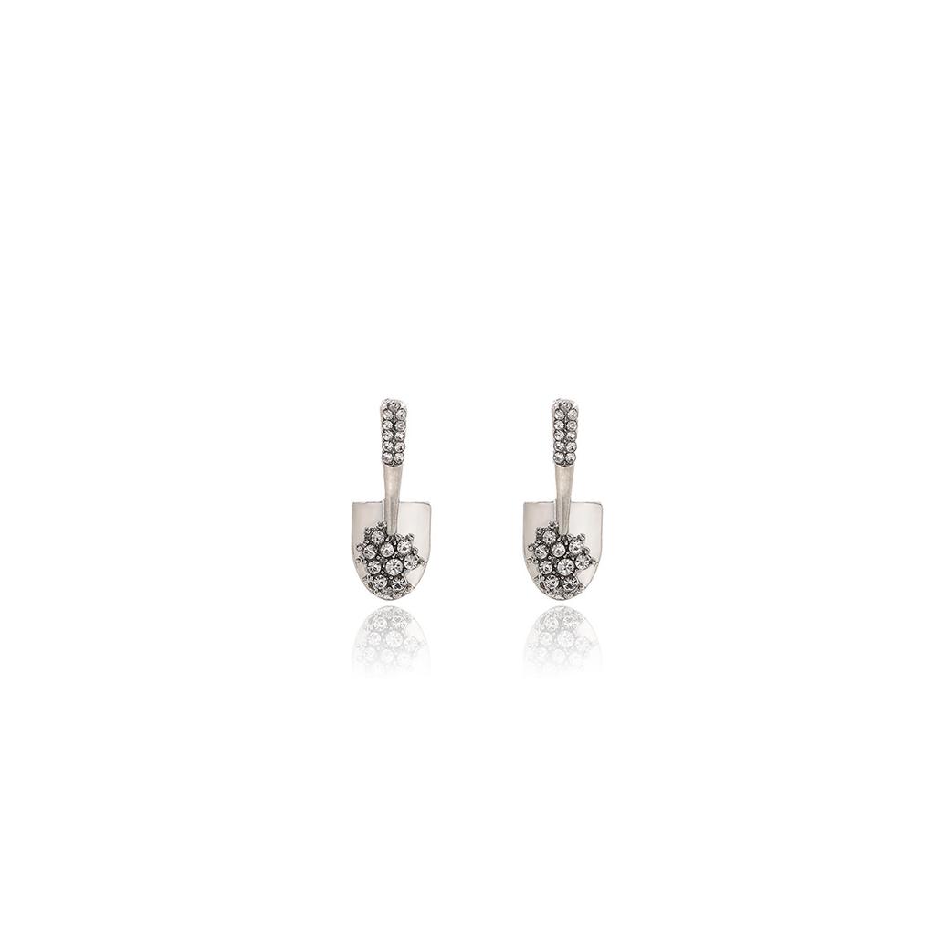 Personalized Exquisite Diamond-Encrusted Shovel Earrings, Niche Creative Design Earrings, Simple And Fashionable Stud Earrings For Women