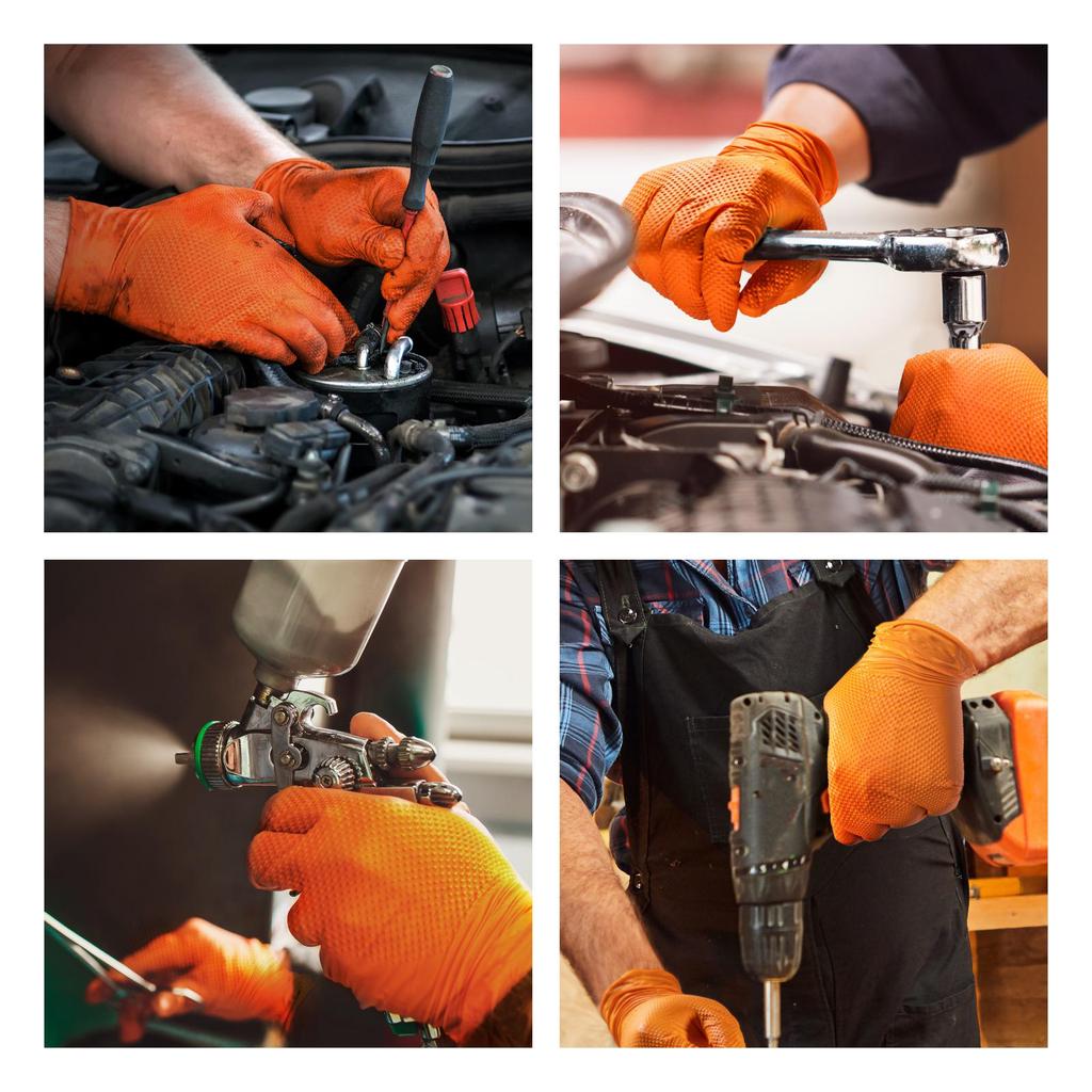 Ambo Chen Extra Thick Diamond Pattern Wear-Resistant Nitrile Auto Repair Gloves