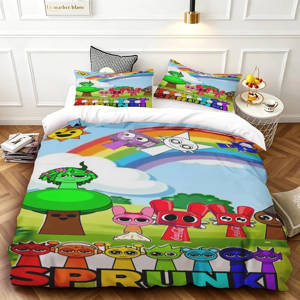 2026 NEUE Geschenke für Teenager Bettbezug-Set Game Sprunki Cartoon Bettwäsche-Set Bettdeckenbezug Hautfreundlich und Atmungsaktiv für Schlafzimmer Zuhause