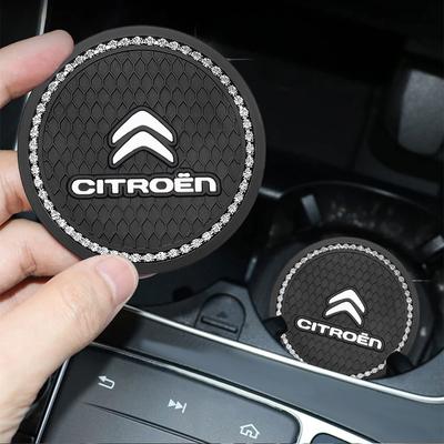 2pc Car Water Coaster Holder Anti-slip Diamond Rubber Mat Car Interior Accessories For C1 C2 C3 C4 C4L C-ELYSEE C3-XR