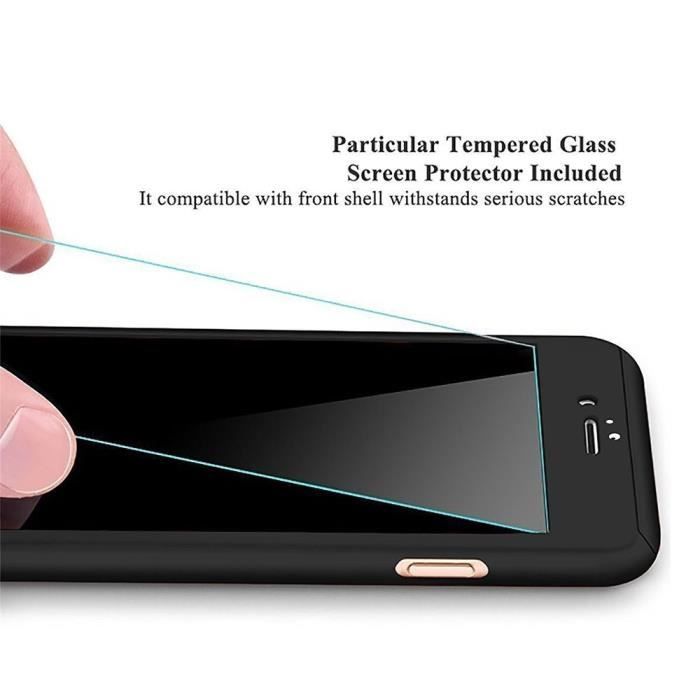 Coque de protection 360° - NOIR - Samsung Galaxy A20E/A20e - Verre Trempé - Rigide - Mixte