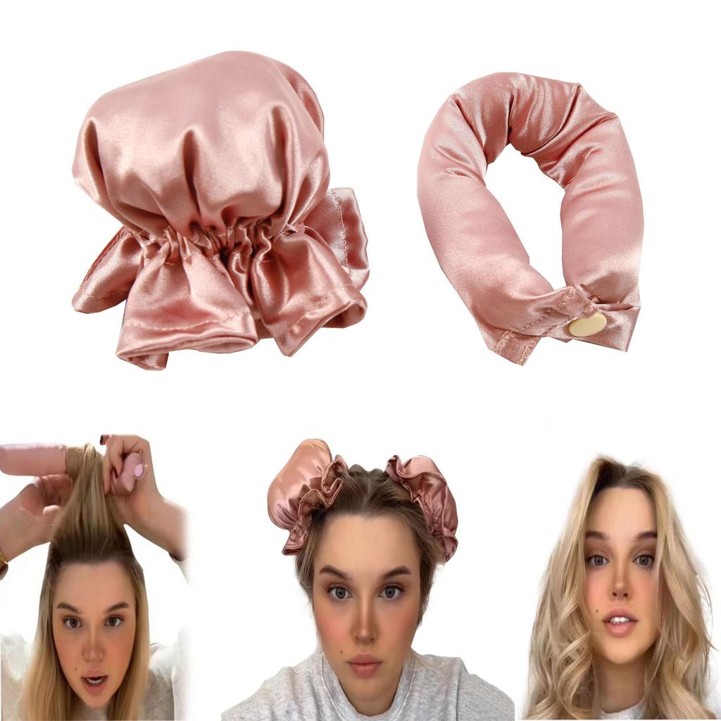 2Pcs Set Bun Bons Curly Hair Cover Set Soft Hair Rollers Sleeping Headband Curling No Heat Hair Styling Tool