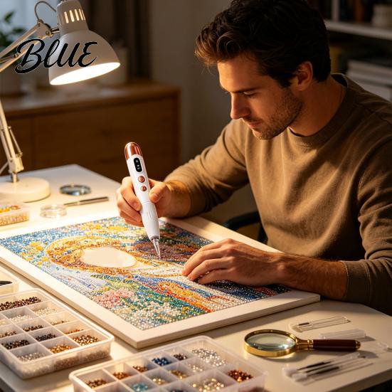 Bead Painting Applicator Electric Rhinestone Art Pen Faux Diamond Pen with Light 2 Creation Supplies Suction Levels Rechargeable Wireless