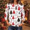 Women's Christmas Print Long Sleeve Neck Pullover Top