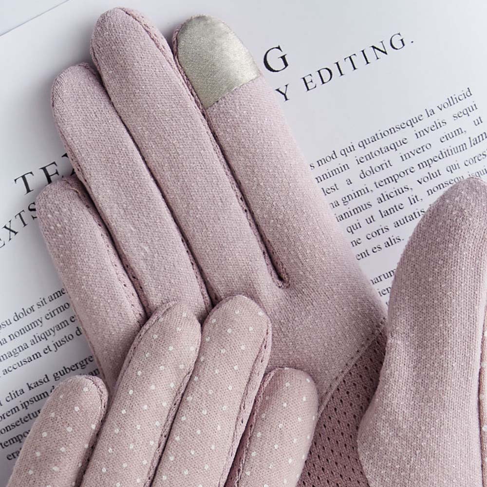 Women Dot Thin Driving  Sun Protection Short Gloves Gloves