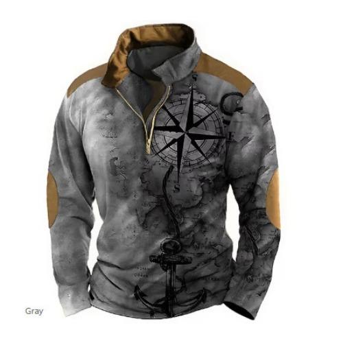 Fashion Men's Sweatshirt 3d Printed Half Zip Men's Polo Shirt