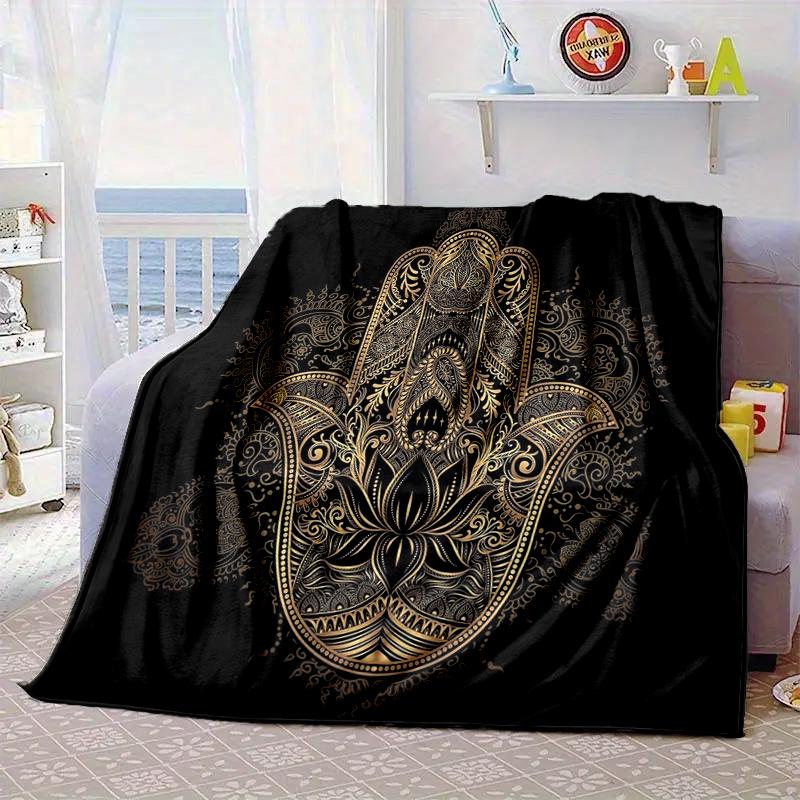 Golden Hamsa Symbol Blanket Flannel Blanket Throw Blanket Sofa Cover Blanket Soft Premium Blanket Picnic Blanket Tv Blanket Gifts